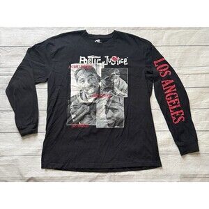 Tupac Poetic Justice Long Sleeve Los Angeles t-shirt Black mens Size XL Hip Hop